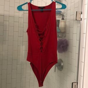 Small red lace up bodysuit